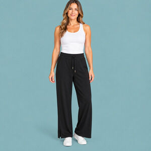 SPANX Size XL AirEssentials Black Solid Drawstring Pull On Wide Leg Modal Pants